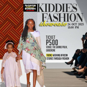 Join us for the Kiddies Fashion Showcase! Get your tickets now to see young models light up the runway at The Grand Palm in Gaborone. This year's theme is "Weaving African Stories Through Fashion." Don't miss out!
